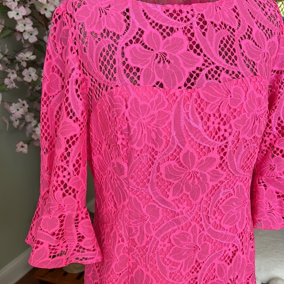 NWT Lilly Pulitzer Allyson Dress in Pink Tropics Floral Vines Lace - Picture 6 of 8